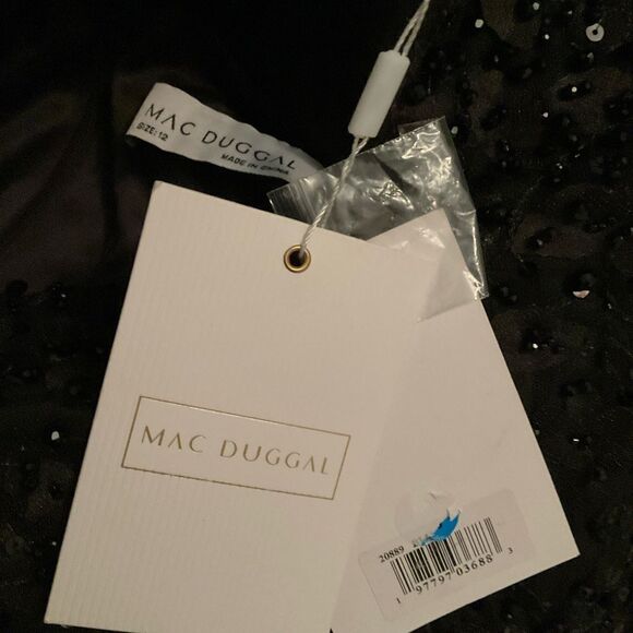 MAC DUGGAL 20889 Womens Black Sheer Applique Bustier Gown with Feather Straps - Picture 14 of 14